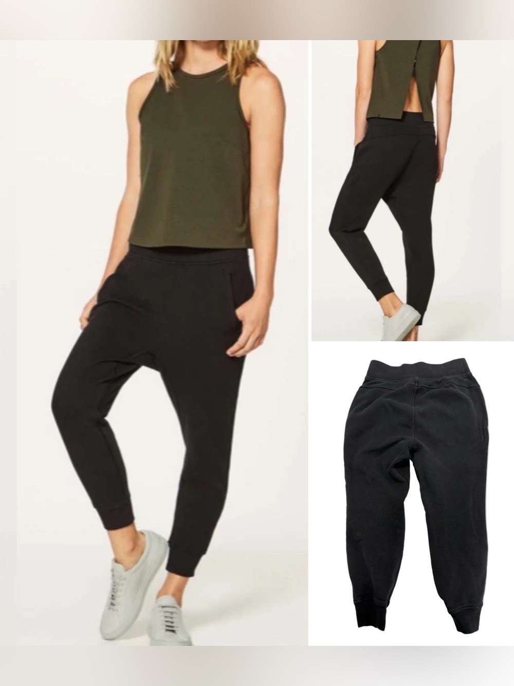 Lululemon Press Pause Jogger  Cotton Terry Black Cropped 23"